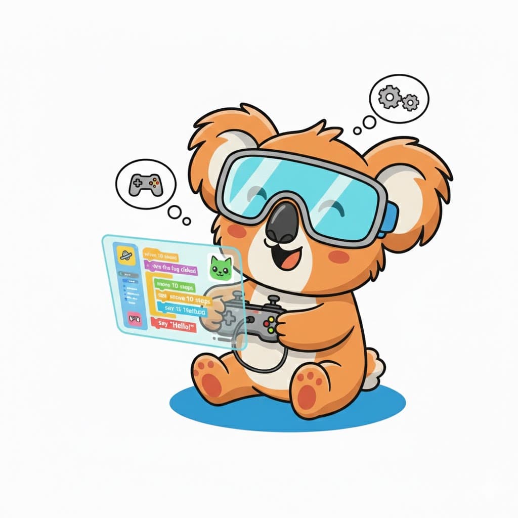 Koala Bytes Mascot learning coding with robotics